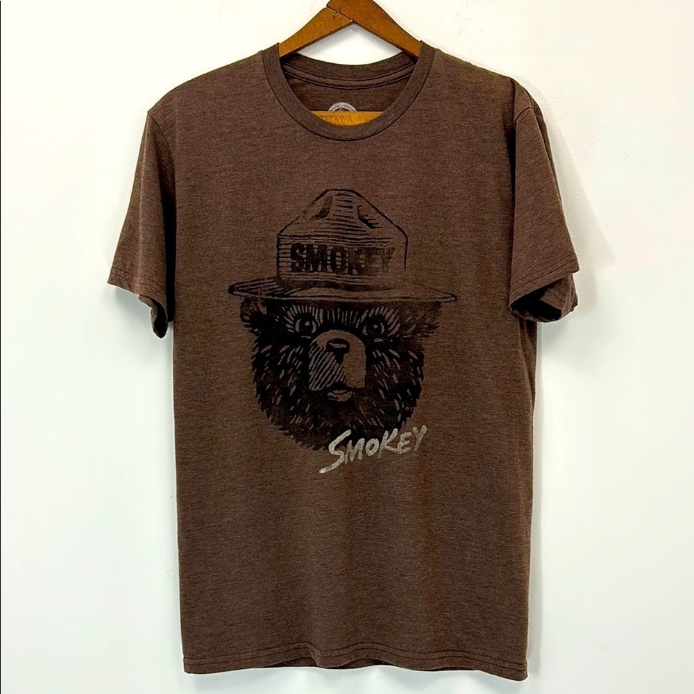 Smokey Bear Cotton Blend Tee Size Small Brown T-Shirt Forest Nature Park Ranger